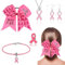 HOWAF Ruban Cancer du Sein Octobre Rose - Accessoires Noeud Cheveux, Pins, Bracelet, Collier, Boucles d'Oreilles Femme - Décoration