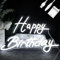 Ginsso Nihong 39.8x28.9CM Happy Birthday Neon Sign Battery Operated, 2 Sections Cool White Happy Birthday Neon Sign for Backdrop, Adjustable Brightness Happy Birthday Signs
