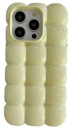 Tybiky Coque de protection 3D à bulles compatible avec iPhone 11, couleur macaron œuf de boba - En TPU souple - Anti-chocs - En silicone - Pop Bubble - Jaune