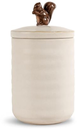 Sagaform Dose Ellen mit Eichhörnchen aus Steingut, Farbe: Beige, Größe: ca. 10 x 13,5 cm, 5018424