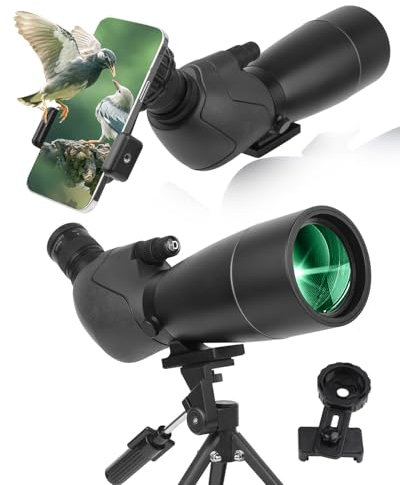 Spotting Scope,Ultra HD 25-75X70 Telescope, Dual Focusing,Waterproof Scope FMC Lens-BAK4 Prism with Carrying Case Tripod for Target Shooting Hunting Bird Watching Wildlife Scenery (black)