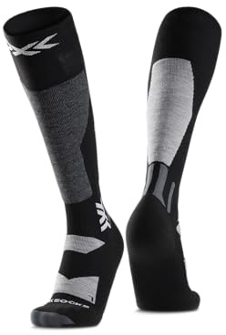 X-Socks Snowboard Discover OTC – Hochleistungs-Snowboardsocken mit O-Ring-Bandage – Ultimativer Komfort, Unterstützung & Stabilität beim Snowboarden & Wintersport - Schwarz/Hellgrau, 35-38