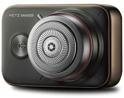 METZ Camerist Elektrorasierer für Herren, tragbarer Rasierapparat im Kamera-Design, Nass- und Trockenrasierer mit 7500rpm für die tägliche Rasur, Rotationsrasierer mit Typ-C, 60 Tage Akkulaufzeit