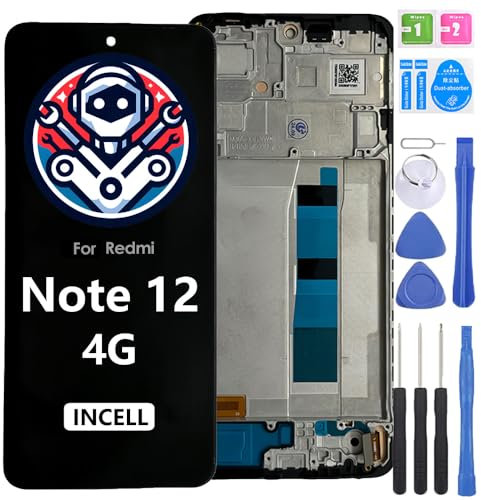 iYAiYO Pantalla LCD Táctil Repuesto Compatible con Redmi Note 12 4G incell con Marco Reparación Pantalla Display Completa Digitalizador De Reemplazo con Herramientas