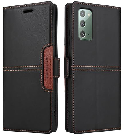 Netany Compatible pour SS Galaxy Note 20 Coque de téléphone, étui Portefeuille avec Porte-Carte [Support de Fonction] Rabat en Cuir Étui en Cuir de Protection magnétique (Noir)
