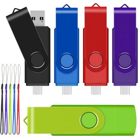 AreTop 64 GB USB C Flash Drive Dual Drive 2 in 1 OTG USB 2.0 + Type C, Thumb Drive USB C Drive Swivel Design Memory Stick for Android Smartphone, Computer, MacBook, Tablets, PC, iPhone 15, 16 Series