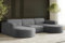 Kaiser Möbel - Sofa U Form - Ecksofa Cord - 299 cm lang, 165 cm breit - Big Sofa, Wohnzimmer Couch Extra Groß, Relaxsofa, Wohnlandschaft U Form XXL - Modena Sofa Silber