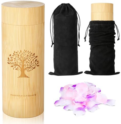 HOOMTREE Scattering Tubes for Human Ashes Made of Bamboo,Large Scattering Urns for Human Ashes Adult with Tree of Life Pattern,Biodegradable Cremation Urn for Women Male Pet,3.5 * 9 Inches,1 Piece