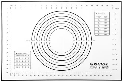 GWHOLE Backmatte Antihafte Silikonmatte Backmatte Silikon Rutschfeste Teigmatte Backunterlage Wiederverwendbar Teigunterlage Ausrollmatte Backen mit Messung 60 x 40 cm für Teig Fondant Pizza, Schwarz