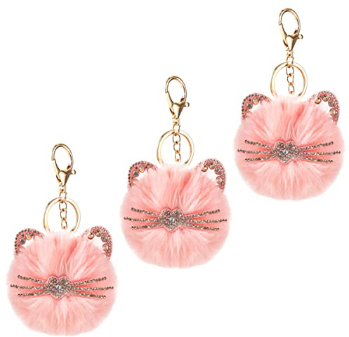 Holibanna 3stücke Katzenform Schlüsselanhänger Mit Glitzer Und Fell Süße Cartoon Hängedekoration Für Taschen Rucksäcke Und Zu Besonderen Anlässen