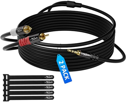 Mygatti Klinke 3,5mm auf Cinch Kabel 3 Meter/2er-Pack,2 RCA Stecker auf Aux Stereo Audioadapter,Aux-Cinch Y Splitterkabel,eschirmtes 1/8 auf 2 Cinch Kabel,für Kopfhörer, MP3, Lautsprecher,und mehr