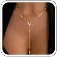 collier Inateannal Boho Sunburst Y Lariat Ras-de-cou En Cristal Doré Long Drop Chain Cz Spike Sun Pendentifs Bijoux Pour Femmes