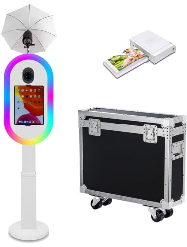 Fotokabine, kompatibel mit iPad 25,9 cm - 33 cm (10,2 - 13 Zoll) und Kamera, mit Taschenlampe und höhenverstellbar, Selfie-DSLR-Fotokabinen-Maschine für Verleih, Hochzeit, Partys, Veranstaltungen