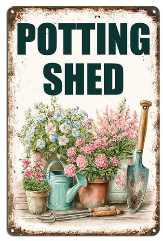 Potting shed Garden Aluminum Metal Sign 5.5 X 8 Inch Wall Decor,Indoor/Outdoor use