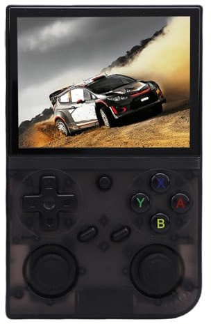 Plyisty Videospielkonsole, Retro -Handheld -Spielekonsole mit 64 G Speicher, 3,5 -Zoll -IPS -Bildschirm, 3200 -mAh -, Unterstützung, WLAN, Ausgabe (Transparentes Schwarz)
