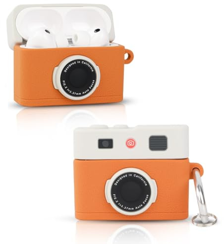LEWOTE Kompatibel mit Apple Airpods Pro 3 Case schützende lustige Nette Slim Cartoon Cover Abdeckung mit Schlüsselbund (Camera Brown)