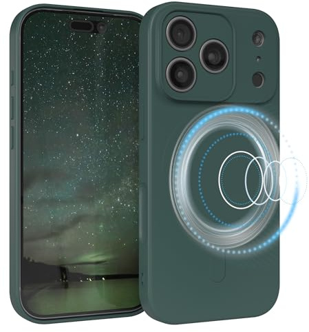 EAZY CASE - Silikonhülle magnetisch für iPhone 17 Pro Hülle Silikon Grün weich stoßfeste Magnet Handyhülle Schutzhülle mit Kameraschutz Dünn Schutz Cover TPU Bumper in Piniengrün