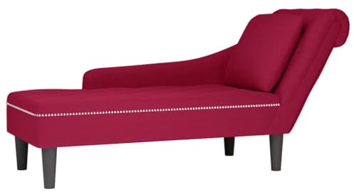 IBUQDDV Chaiselongue mit Kissen und Rechter Armlehne in Weinrot Samt, Bequeme Chaiselongue mit Lendenkissen für Wohnzimmer und Büro, Elegante Optik mit Knopfheftung und Weichem