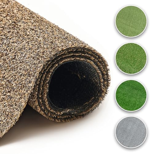 TAPISO Canyoo Gazon Synthétique Extérieur Marron 7mm au Mètre Tapis Gazon Pelouse Artificielle Terrasse Balcon Jardin Vert Résistant aux Intempéries Épaisseur 300 x 300 cm