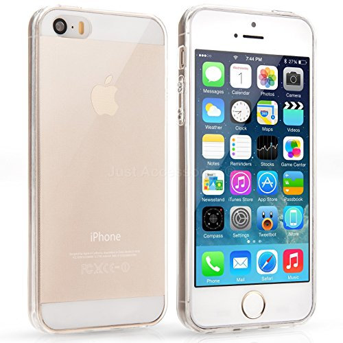 TheTransporter Transparent Clear Silicone Ultra Slim Gel Case & Free LCD Screen Protector (iPhone 5s 5SE, Clear)