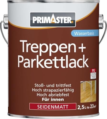 Primaster Treppen- und Parkettlack 2,5L Seidenmatt Dielenlack Holzlack Bodenlack