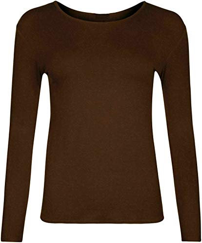 Kids Plain Basic Top Long Sleeve Girls Boys Uniform T-Shirt Tops 2-13 Years (9-10 Years, Brown)