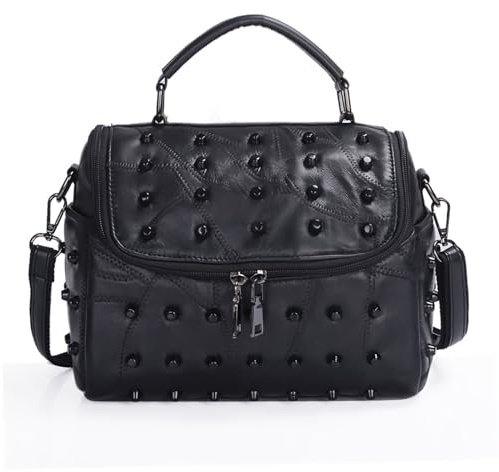 Panlom Schwarze Umhängetasche Crossbody Gothic Tasche Geschenke für Frauen Mädchen Reisen