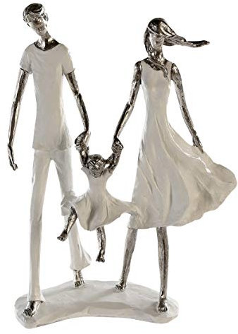 Casablanca modernes Design Skulptur Familie - Familienglück - weiß/Silber - Polyresin - Höhe 31 cm