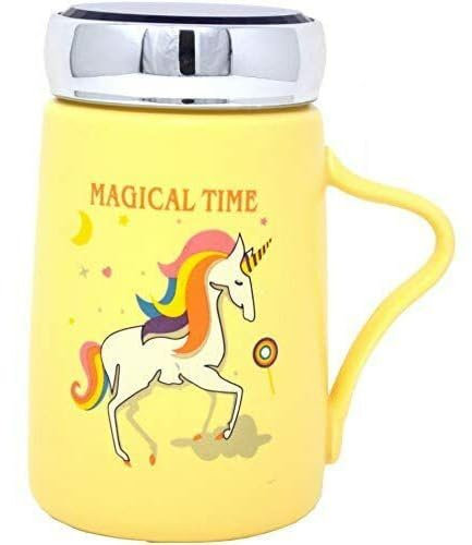 Set Of 2 Ceramic Unicorn Magical Time Mug - Coffee Cup Novelty With Lid | Suitable For Coffee, Tea & Hot Drinks, Cup, Kitchen | Dishwasher & Microwave Safe | Ideal Christmas Or Birthday Gift