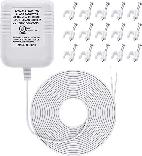 Transformador de 24 voltios, adaptador de cable C, termostato compatible con Ecobee, Nest y Honeywell Smart WiFi, Ring Nest Hello Skybell August Timbre (blanco)