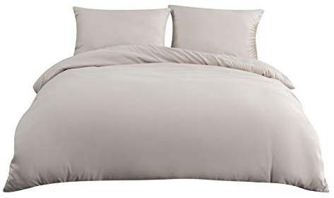 QZY Bettwäsche 135x200 cm Super Weiche 100% gebürstetes Mikrofaser mit Einer Qualität von 110 g/m²,1 Kopfkissenbezug 80x80 cm Beige
