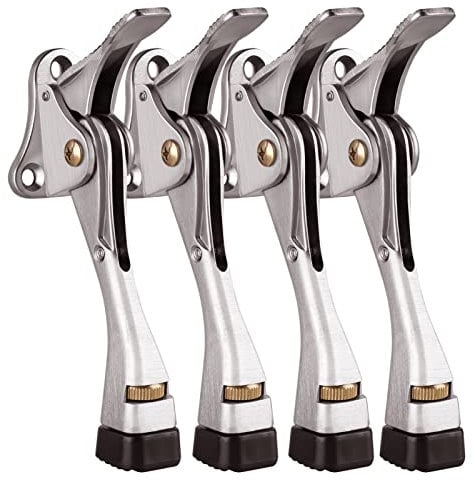 Gotega Door Stops Indoors, 4 Pack Kick Down Door Stoppers with One Touch Adjustable Height and Rubber Tip 4 Inches, Door Stoppers for Floor, Heavy Duty Door Wedge