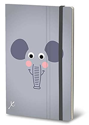 Stifflex Premium ANIMALS SMILE - ELEPHANT Notizbuch / 13 x 21 cm/M A5/ Klassisches Notebook Journal Tagebuch Täglichen Notizblock/Hardcover und Elastisch/FSC Zertifiziert/Hochwertige
