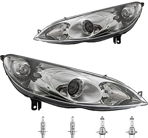 Halogen Scheinwerfer Set H1 für 407 SW Coupe inklusive OSRAM Lampen mit Elektromotor Stellmotor LWR