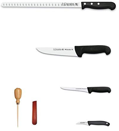 Hidalgo Juego de Cuchillos 3 Claveles para Jamón+ Cala + Regalo Cuchillo Mondador.