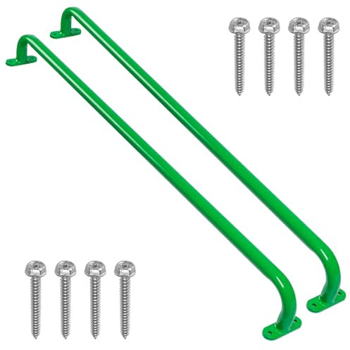 Purife 37'' Playhouse Ladder Handle (1 Pair ), Metal Green Playground Safety Handle, Swing Set Grab Handles, Playset Kids Handle Bar, Hand Grip for Treehouse, Jungle Gym, Rock Climbing Wall- 500LBS