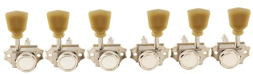 Musiclily Pro R15T-07 3R3L 14:1 Vintage Gitarre Locking Mechaniken Nickel | Halbgeschlossen,Keystone Button,für E-Gitarre Akustikgitarre