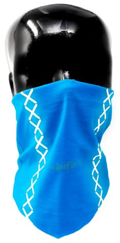REEFLEXX Plain Blue Loop, Schlauchschal Halstuch Multifunktionstuch Blau, bedruckt und mit Reflektoren atmungsaktiv, für Erwachsene
