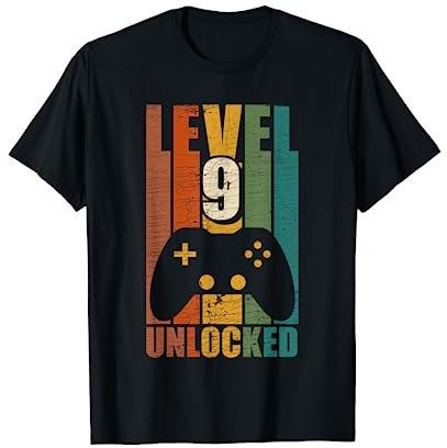 Gaming Vintage 9th Birthday Gift 9 Year Old Boy Girl Gamer T-Shirt