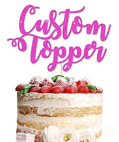 Cake Topper Personalised Birthday Cake Topper Any Word Any Text for 1st 3rd 13th 16th 18th 21st 30th 50th 60th Multicoloured Customised Cake Decoration (Pink)