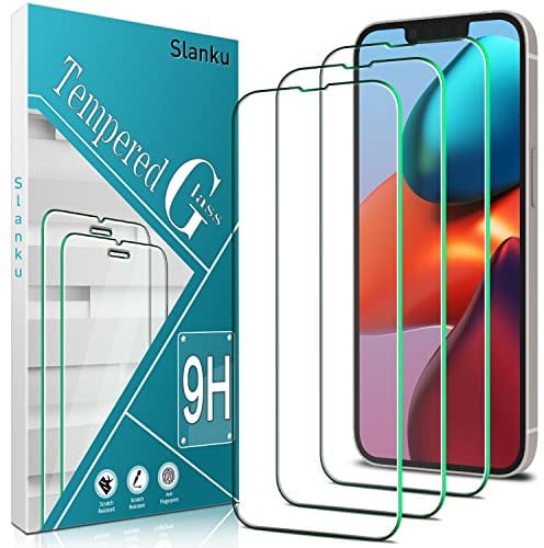 Slanku 3 Pack Screen Protector for iPhone 13 Mini (5.4 inch), 9H Tempered Glass Film, Full Coverage, Anti Scratch, Case Friendly, NO Bubble