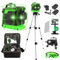 Nivel Láser Autonivelante Verde con Trípode 1.2m, 3D 12 Líneas, Nivelador Láser, Nivel láser de líneas cruzada 3x360, set con Soporte de Pared, 2 Baterías