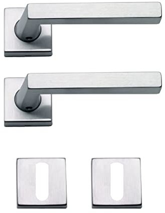 bricoleva.it Maniglia Jennifer Porta Interna in Cromo Satinato Disponibile in più Varianti vendute in coppia - Maniglia Quadrata Cromo Satinata per Porte (Jennifer)