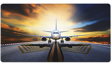 Backpack Airplane Large Gaming Mouse Pad :: Durable 29.5X15.7 with Stitched Edges, Waterproof and Non-Slip XXL Office Table Mat