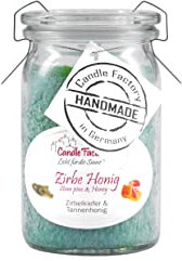 Candle Factory Baby Jumbo Duftkerze aus pflanzlichem Stearin im hitzebeständigen Glas der Marke Weck®, bis zu 20h Brennzeit, Duft: Zirbe-Honig