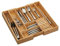 Relaxdays Besteckkasten, ausziehbar, 7-9 Fächer, HxBxT: 5,5x45x44,5 cm, Schubladeneinsatz, 2 Messerblöcke, Bambus, Natur