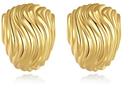 Anten Pink 18K Ohrringe Gold Creolen, Chunky Goldene Ohrringe Damen, Hypoallergen Ohrringe, Schmuck Geschenke für Frauen Damen Mädchen