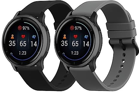 kwmobile Pulsera Compatible con 20mm Smartwatch Strap (Universal) Correa - 2X Correas de Silicona Flexible - Tamaño Ajustable