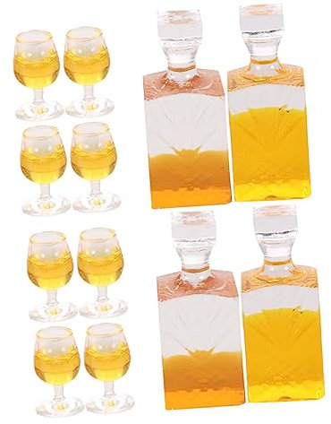 Toyvian 4 Sätze Weinflasche Spielzeugpendel Unmögliche Rätsel Für Erwachsene Kuchen Topper Mini Weingläser Puppenhaus-Miniatur-weinflaschen Whisky-gläser Bier Kleine Flasche Harz