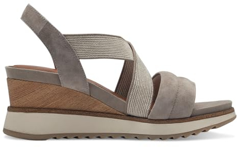 Tamaris Damen Keilsandalen, Frauen Sandalen,Keilsandaletten,Keilabsatz,Wedge-Heel,bequem,flach,Sommerschuhe,Freizeitschuhe,MUD,36 EU